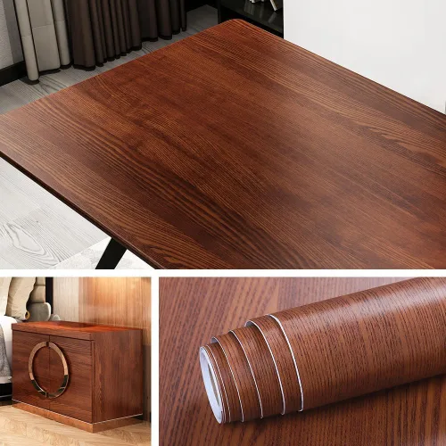 Vista 8 de Livelynine Papel de contacto de grano de madera de teca para armarios, cajones, encimeras de vinilo para gabinetes de cocina, papel tapiz