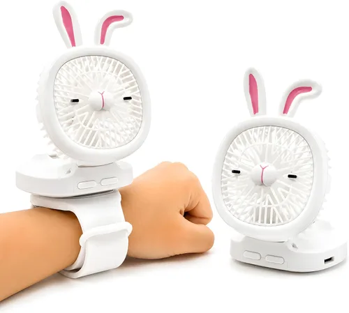 Vista 9 de Ventilador personal portátil, ventilador de mano portátil recargable por USB, ventiladores de muñeca con luces LED, mini ventilador portátil