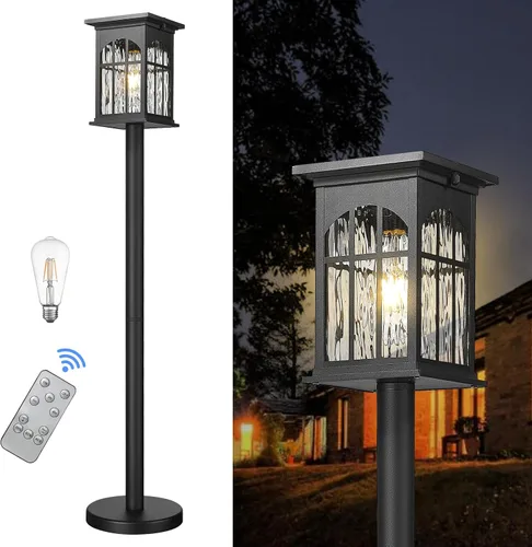 Vista 9 de Luces solares de poste de 30 pulgadas para exteriores, impermeable, lámpara de pie portátil con paneles solares del atardecer al amanecer