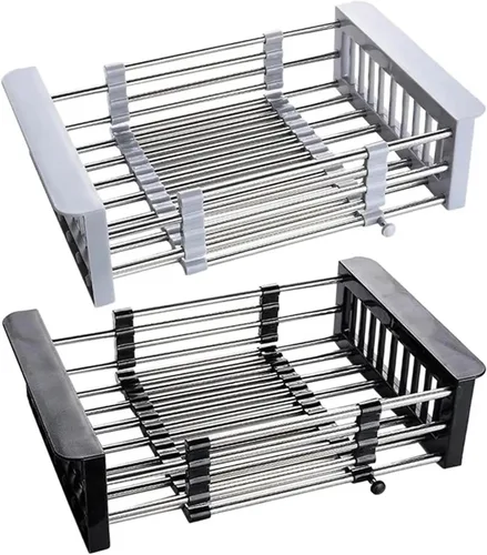 Vista 2 de Expandable Dish Drying Rack, Over the Sink Dish Rack, In On Counter Dish Drainer, Rustproof Stainless Steel for Kitchen(Black)