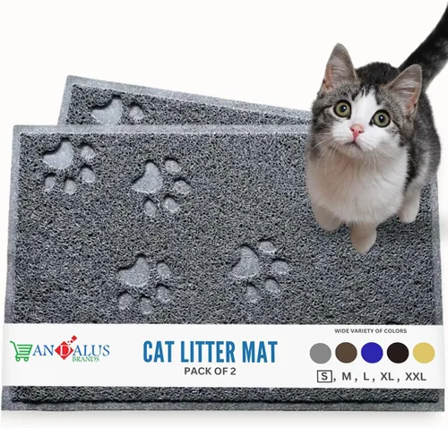 Vista 43 de Andalus Tapete Pequeño para Arena de Gatos, Paquete de 2 - Impermeable, Antideslizante y Fácil de Limpiar, Tapete para Caja de Arena de Gatos