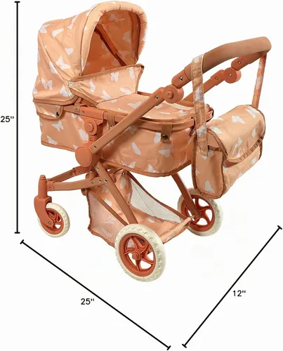 Vista 7 de Cochecito de Bebé Convertible Combinado para Muñecas para Niñas de 3 Años en Adelante Cochecito de Juguete para Muñecas Bebé, Moisés Plegable