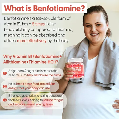 Vista 3 de Gomitas de complejo de vitamina B1 y vitamina B metilada, vitaminas B amigables con GLP-1 + benfotiamina + tiamina e inositol, multivitaminas B1 B2