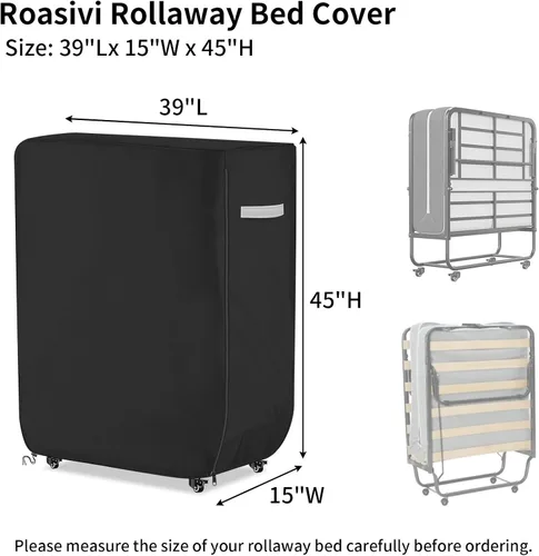 Vista 2 de Funda de cama enrollable resistente al agua, universal, plegable, con cremallera, protector a prueba de polvo, 39 pulgadas de largo x 15 pulgadas