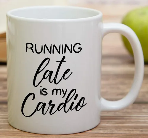 Vista 3 de Retreez Taza divertida – Running Late is My Cardio - Tazas de café de cerámica de 11 onzas – Divertido, sarcasmo, sarcástico, motivacional, regalos