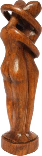 Vista 2 de G6 Collection Estatua de escultura abstracta de madera de 12 pulgadas hecha a mano – Amor eterno – Regalo de arte decorativo para decoración