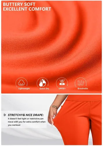 Vista 4 de Viodia Pantalones deportivos para mujer, con bolsillos, cintura alta, atléticos, para entrenamiento, yoga, pantalones deportivos cónicos