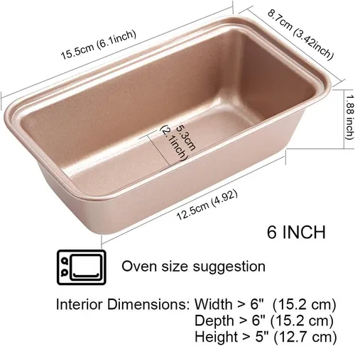 Vista 2 de CHEFMADE Mini moldes antiadherentes de acero al carbono para hornear pan, moldes pequeños para hornear, mini moldes rectangulares de 6 pulgadas