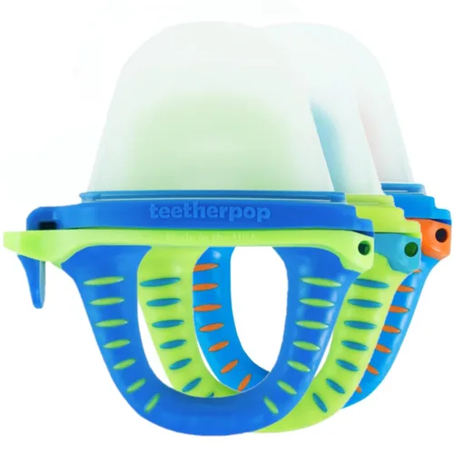 Vista 11 de Teetherpop Mordedor de silicona rellenable para bebés – Moldes de paletas de leche materna para la dentición con ranuras antiderrame – Mordedores