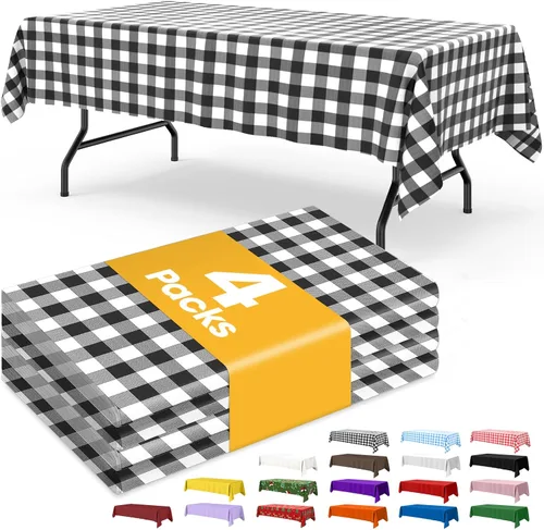 Vista 26 de Mantel de bandera estadounidense, paquete de 4 manteles patrióticos desechables de 54 x 108 pulgadas para mesas de 6 pies, decoraciones del 4
