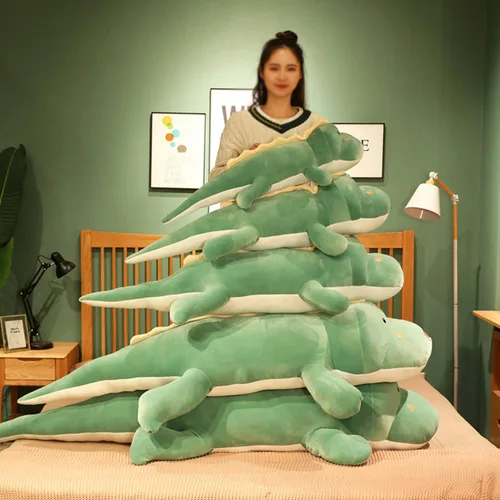 Vista 5 de Almohada de peluche de dinosaurio, linda muñeca de dinosaurio grande, almohada anmial de felpa grande, regalo para cumpleaños de niños, San