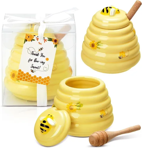 Vista 7 de Yinder 1 pieza de premio de baby shower para ganadores, recuerdos de fiesta de miel, tarros de miel de cerámica de 3 onzas con goteros, mini macetas