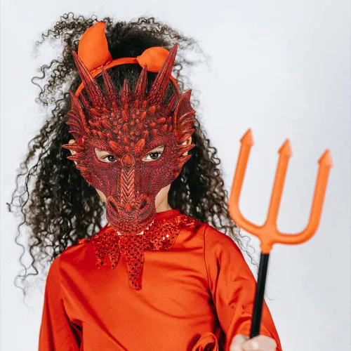 Vista 2 de Alodidae Máscara de dragón 3D, disfraz de fiesta de Halloween, cosplay para adultos y hombres, máscaras de media cara de animales aterradores