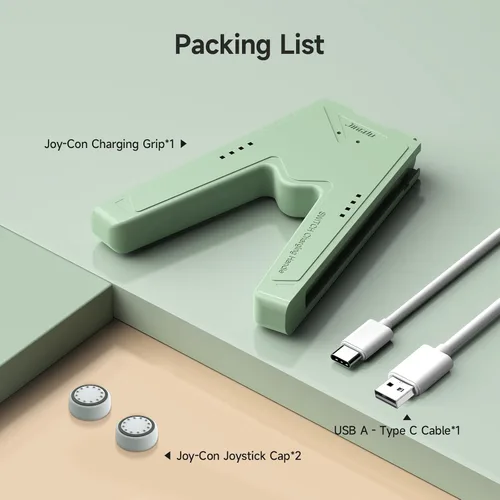 Vista 6 de JINGDU Switch Joy-Con - Empuñadura de carga compatible con Nintendo Switch estándar y modelo OLED, cargador de controlador JoyCon Switch con cable