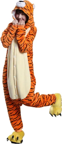Vista 4 de Japsom Disfraz de tigre con capucha unisex para adultos