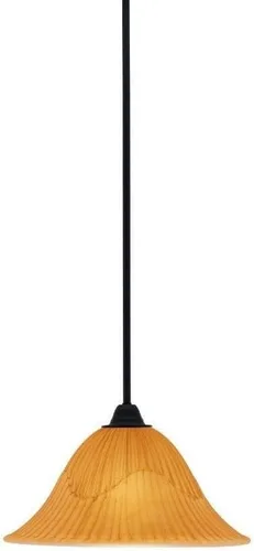Vista 152 de Toltec Lighting Paramount - Mini colgante de 1 luz en acabado negro mate con cristal de arte perla de 7 pulgadas y estilo negro