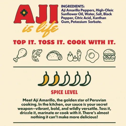 Vista 2 de Aji Amarillo Salsa picante peruana – Auténtica salsa de chile amarillo hecha con Aji Amarillo Peppers – Vegana, sin soja ni gluten, Keto – Salsa