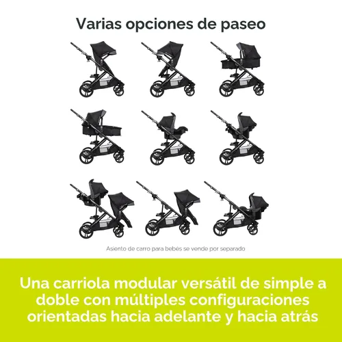 Vista 3 de Baby Trend Morph Cochecito Modular de Individual a Doble, Dash Black