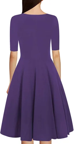 Vista 2 de oxiuly OX233 - Vestido informal, cruzado, con cuello en V, estampado floral, acampanado, por debajo de la rodilla y de verano para mujer