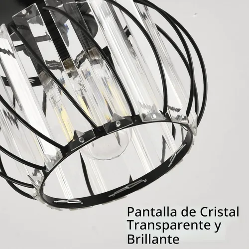 Vista 2 de Lámpara de Techo de Cristal - Araña de Cristal Negro para Cocina, Pasillo, Entrada, Balcón, Comedor, Sala de Estar, Bar, Casa de Campo