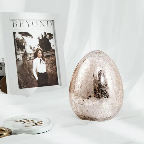 Vista 6 de Diamond Star Figura decorativa de huevos de Pascua con forma de huevo de cristal dorado grande soplado a mano