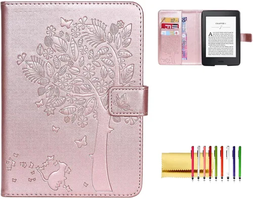 Vista 20 de Funda tipo libro para Kindle Paperwhite de 10ª/7ª/6ª/5ª generación, funda protectora ligera con ranuras para tarjetas, encendido automático