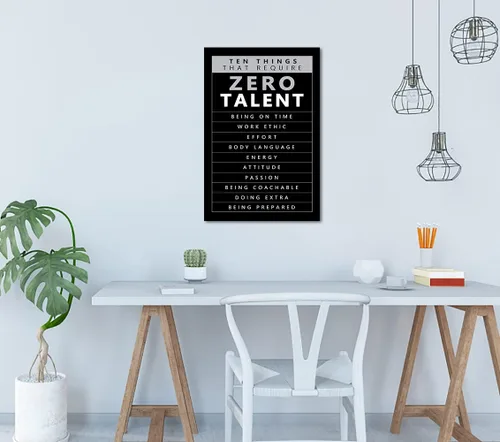 Vista 2 de Arte de pared motivacional Zero Talent Required - Póster de 10 claves del éxito, impresiones con citas positivas, decoración inspiradora de pared