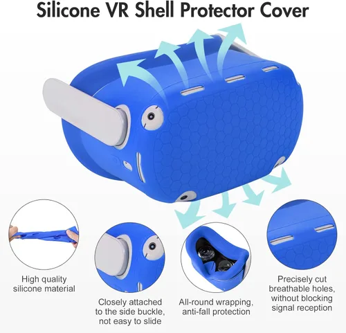Vista 2 de AMLINK VR Silicone Cover Accessories for Oculus Quest 2, VR Shell Cover Protective, Silicone Face Cover, Adjustable Strap Controller Grip Cover and