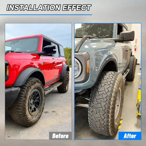 Vista 3 de WolfX Kit de guardabarros de 2 puertas y 4 puertas compatible con Ford Bronco 2021 2022 2023 2024 2025 Juego de 4 piezas Front & Rear Wheel Fender