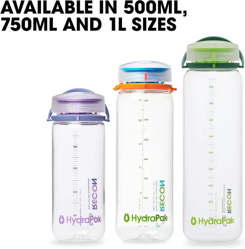 Vista 6 de HydraPak Recon Twist & Sip - Wide Mouth Recycled Plastic Water Bottle (24oz or 32oz) - Eco Friendly, BPA Free, Easy Carry