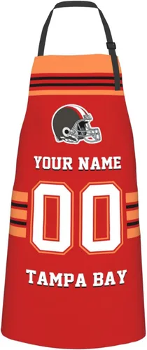 Vista 14 de Delantales personalizados del estilo del fútbol, delantal personalizado de la cocina del nombre y del número, delantales impermeables modificados
