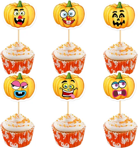 Vista 15 de 24 adornos para cupcakes de calabaza con purpurina, decoraciones de baby shower, tema de cosecha de otoño, suministros para fiestas de cumpleaños