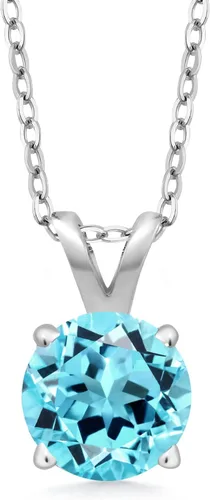 Vista 72 de Gem Stone King Collar con colgante solitario de plata de ley 925 de 0.236 in con piedra natal redonda Collar de 4 puntas para mujer Con cadena