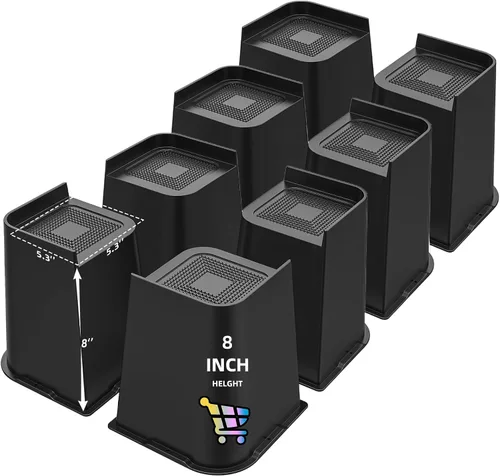Vista 25 de Elevadores de cama ajustables de 8 pulgadas, soportes de elevación antideslizantes resistentes para camas, sofás, diseño cuadrado duradero