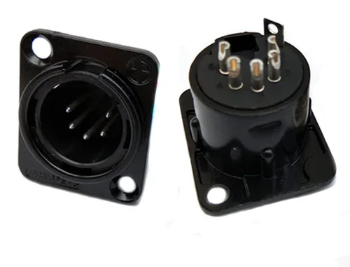 Vista 2 de XLR Macho Jack 5 Pin Panel Mount Jacks, carcasa de metal negro conector XLR-M 5 unidades.