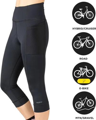 Vista 5 de Terry Funda Prima Capri Parte inferior de ciclismo acolchada para mujer compresión y absorción de humedad para comodidad durante todo el día