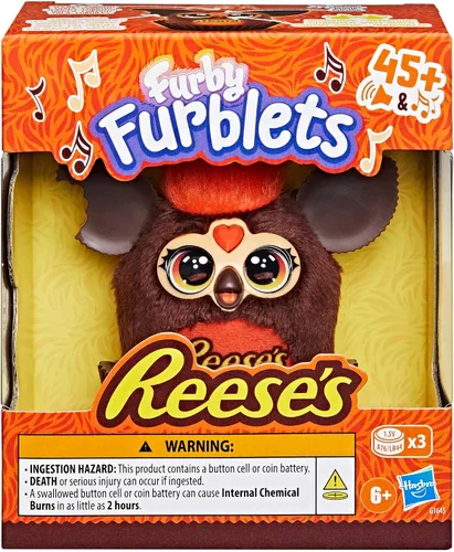 Vista 2 de FURBY Furblets REESE'S - Taza de mantequilla de maní pequeña de felpa electrónica de 3 pulgadas, juguetes de caramelo para niños de 6 años