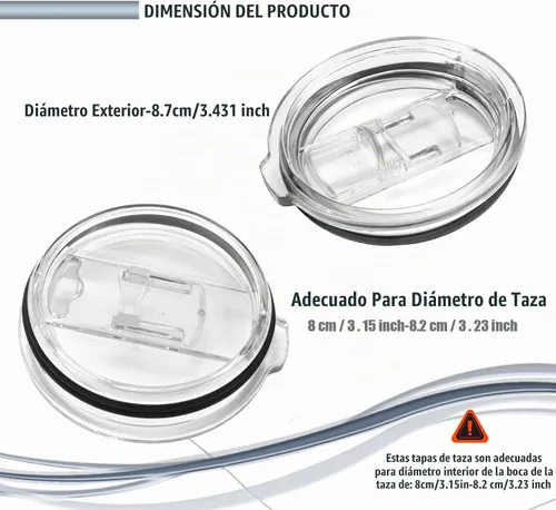 Vista 3 de Tapas de vaso a prueba de derrames para vasos de 20 onzas, 30 onzas Yeti y más, tapas resistentes a salpicaduras para vasos, para senderos