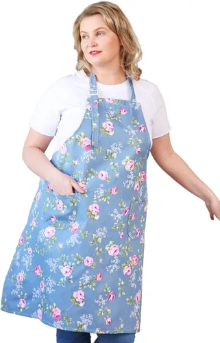 Vista 18 de Delantales de algodón y lino para hornear, talla grande, para mujer, con bolsillos, cocina
