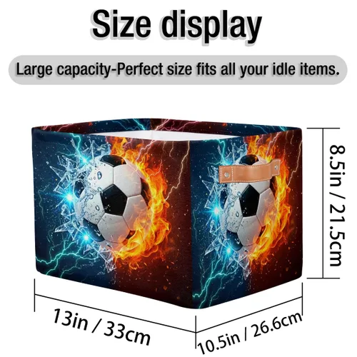 Vista 4 de AUUXVA SEULIFE - Cesta de almacenamiento plegable para fútbol y fútbol en agua de fuego, organizador grande plegable, cubos de almacenamiento, cajas