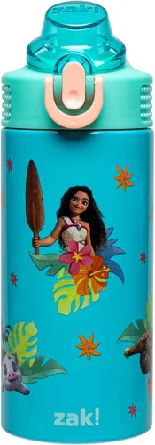 Vista 13 de Zak Designs Bluey Sage - Botella de agua para niños para la escuela o viajes, botella de agua de acero inoxidable de 14 onzas con popote, asa y tapa