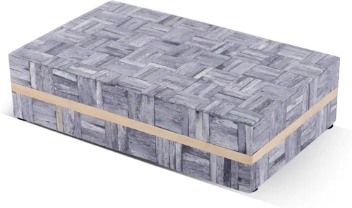 Vista 9 de Handicrafts Home Caja de almacenamiento decorativa grande con tapa, organizador de mesa auxiliar de 10 x 4.5 x 2.5 pulgadas, recuerdo, cajas