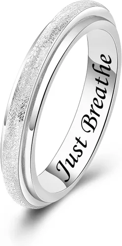 Vista 24 de Sterling Silver Spinner Fidget Ring Anti Anxiety Worry Relieving Boredom ADHD Autism Band Ring for Women Men