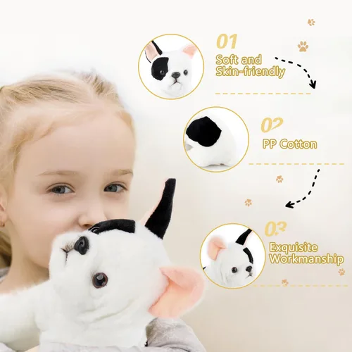 Vista 3 de Juguete de peluche realista de Bulldog Francés, Compañeros atemporales de 10.5 pulgadas