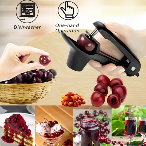 Vista 3 de Herramienta para picar cerezas, herramienta de picadura de acero inoxidable resistente, herramienta portátil de semillas de cerezas con diseño