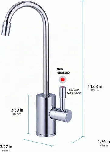 Vista 6 de Ready Hot – Sistema despachador de agua caliente de acero inoxidable., RH-200-F570-CH Grifo de cromo pulido