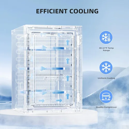 Vista 4 de Antarctic Star Refrigerador de Bebidas Enfriador de 18L, 24 Latas, Mini Refrigerador con Compresor Silencioso, Luz LED, Refrigerador Pequeño