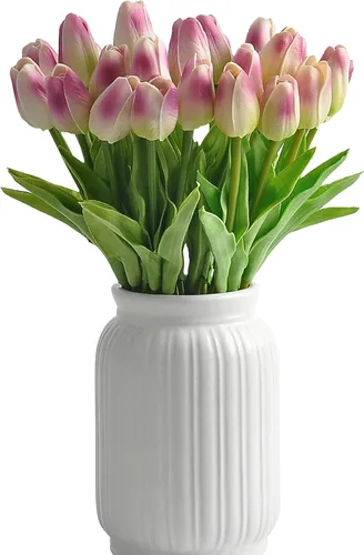 Vista 11 de Tulipán artificial de 30 piezas de flores de tacto real para la decoración del hogar de la boda centro de mesa