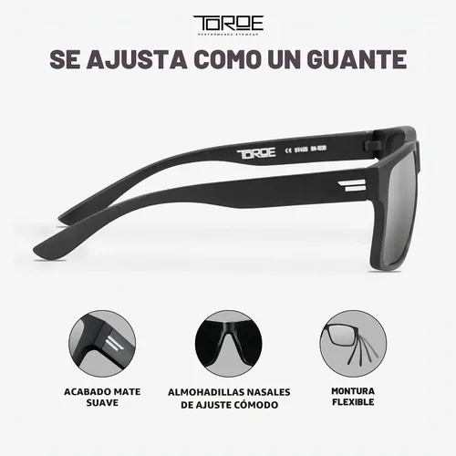 Vista 5 de TOROE Gafas de sol irrompibles TR90 con montura TR90 de policarbonato polarizado hidrofóbico