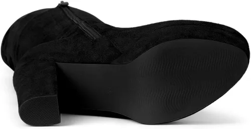 Vista 6 de Allegra K Botas altas de plataforma con tacón de bloque sobre la rodilla para mujer